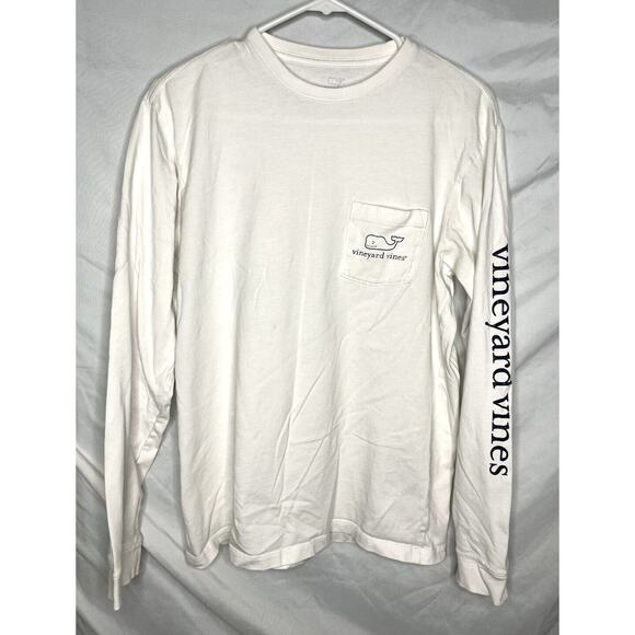 Vineyard Vines Whale T-Shirt Long Sleeve Spell Out Sleeve Size Small All Cotton - Picture 1 of 7